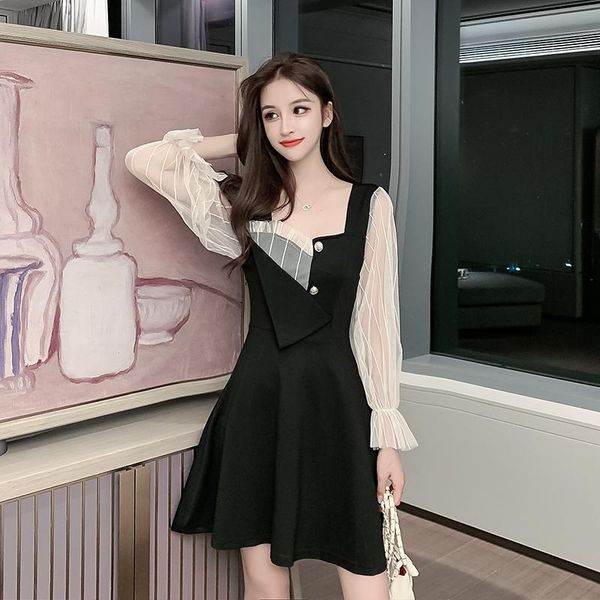 casual dresses autumn women mesh flare sleeve black vestidos de fiesta fashion brand perspective a-line mini-dress korean style, Black;gray
casual dresses autumn women mesh flare sleeve black vestidos de fiesta fashion brand perspective a-line mini-dress korean style, Black;gray