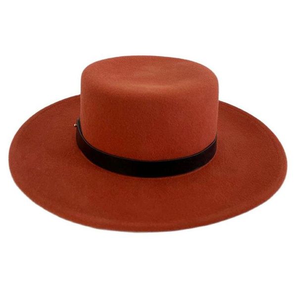 stingy brim hats american fashion brick red flat wool hat black pu leather buckle decoration belt travel ladies felt fedoras winter warm, Blue;gray
stingy brim hats american fashion brick red flat wool hat black pu leather buckle decoration belt travel ladies felt fedoras winter warm, Blue;gray