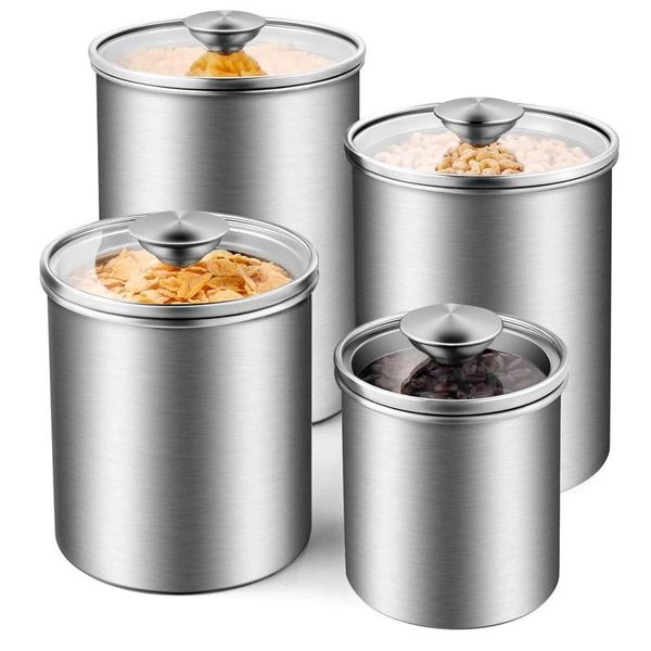 pieces stainless steel kitchen canister set, counter storage containers with clear glass lids for coffee bottles & jars
pieces stainless steel kitchen canister set, counter storage containers with clear glass lids for coffee bottles & jars