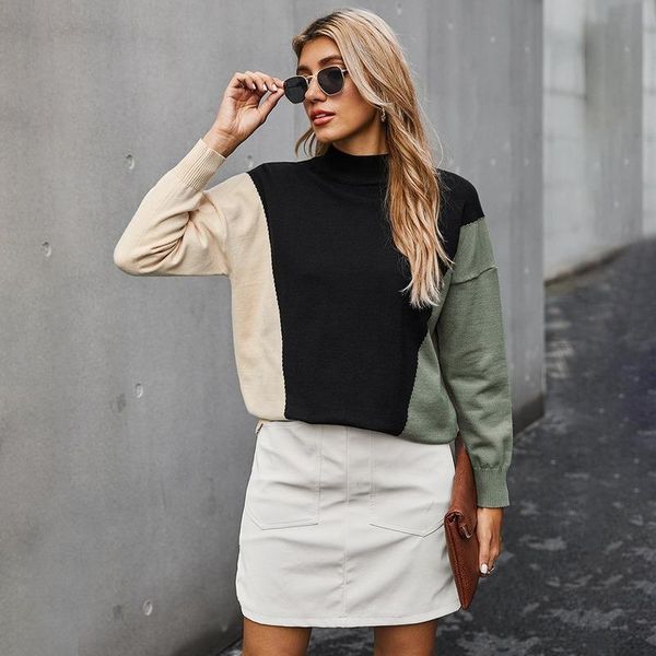 women's sweaters autumn winter knitted turtleneck woman stitching color long sleeve blouses for clothes 2021, White;black
women's sweaters autumn winter knitted turtleneck woman stitching color long sleeve blouses for clothes 2021, White;black