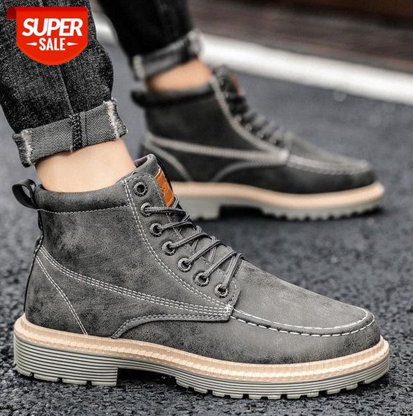 men's martin boots short tooling korean style shoes british high-#ri0e