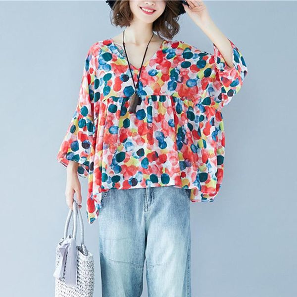 johnature korean plus size v-neck multi color wave point womens and blouses 2021 summer casual nine quarter shirts women's &, White
johnature korean plus size v-neck multi color wave point womens and blouses 2021 summer casual nine quarter shirts women's &, White