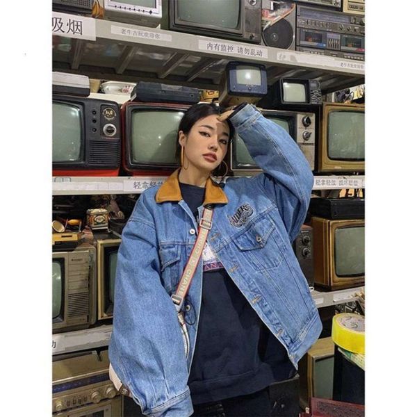 denim coat women's autumn loose stitching versatile lazy casual top, Black;brown
denim coat women's autumn loose stitching versatile lazy casual top, Black;brown