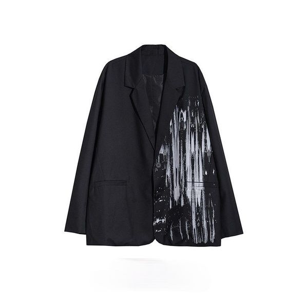 men's suits & blazers summer painting printing casual suit and women's same style baggy coat male students korean trendy mens blze, White;black
men's suits & blazers summer painting printing casual suit and women's same style baggy coat male students korean trendy mens blze, White;black
