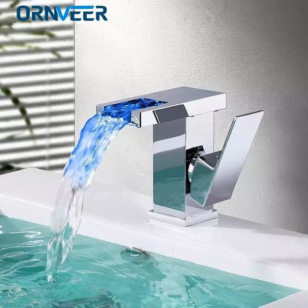bathroom sink faucets led waterfall faucet basin mixer tap square chromed tall and short cf1003
bathroom sink faucets led waterfall faucet basin mixer tap square chromed tall and short cf1003