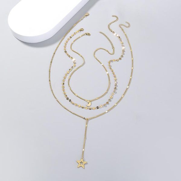 chains bohemian style multi-layer detachable star and moon long pendant necklace set lady gold clavicle chain, Silver
chains bohemian style multi-layer detachable star and moon long pendant necklace set lady gold clavicle chain, Silver