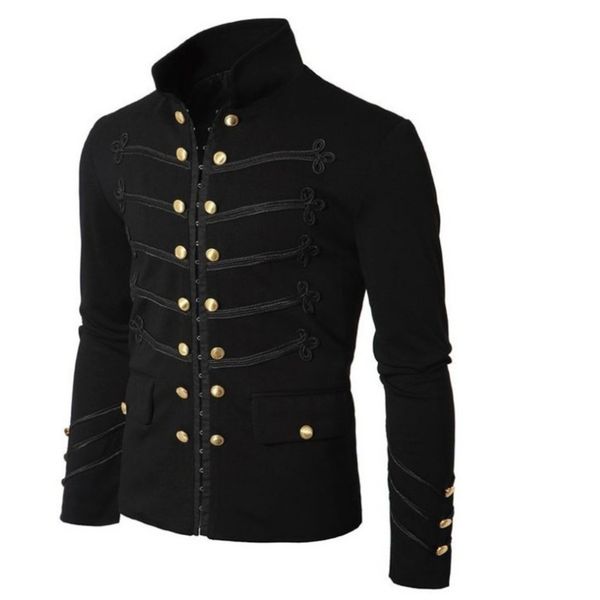 men vintage gothic military parade embroidered buttons solid color retro uniform cardigan outerwear, Black;brown
men vintage gothic military parade embroidered buttons solid color retro uniform cardigan outerwear, Black;brown