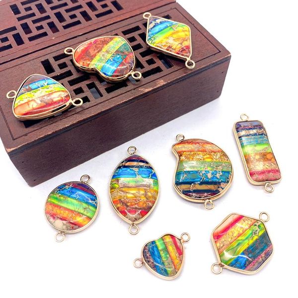 charms 1pc natural turquoise color splicing necklace pendant double ring connector for jewelry making earring hemming process, Bronze;silver
charms 1pc natural turquoise color splicing necklace pendant double ring connector for jewelry making earring hemming process, Bronze;silver