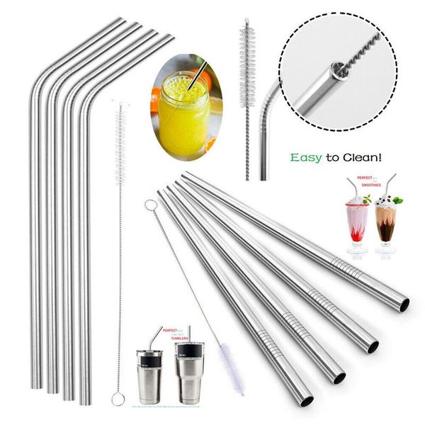 drinking straws reusable metal stainless steel sturdy 4pcs bent straight drink with 1pc cleaning brush kit bar accessory
drinking straws reusable metal stainless steel sturdy 4pcs bent straight drink with 1pc cleaning brush kit bar accessory