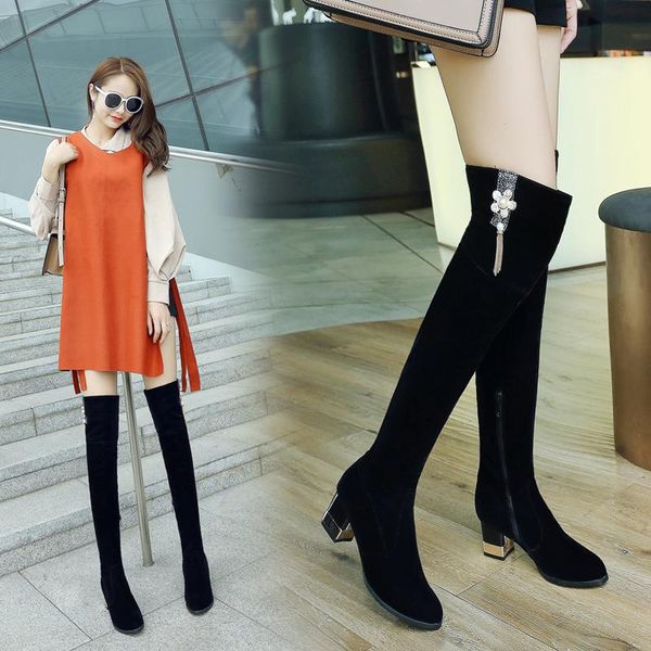 boots 2021 stretch flock leather women over the knee high heel thigh ladies autumn winter size 41 42 43, Black
boots 2021 stretch flock leather women over the knee high heel thigh ladies autumn winter size 41 42 43, Black