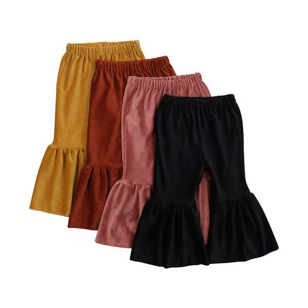 kids girl pants wide-leg trousers solid color yellow warm winter high waist bottoms ruffle clothes, Blue 
kids girl pants wide-leg trousers solid color yellow warm winter high waist bottoms ruffle clothes, Blue