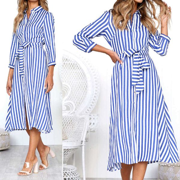 dresses women's single casual breasted slim stripe drs medium length shirt, Black;gray
dresses women's single casual breasted slim stripe drs medium length shirt, Black;gray
