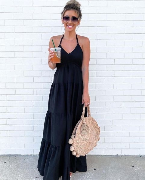 summer black long beach women dress pleated elegant mid waist neck mounted robe femme fashion vestidos, Black;gray
summer black long beach women dress pleated elegant mid waist neck mounted robe femme fashion vestidos, Black;gray