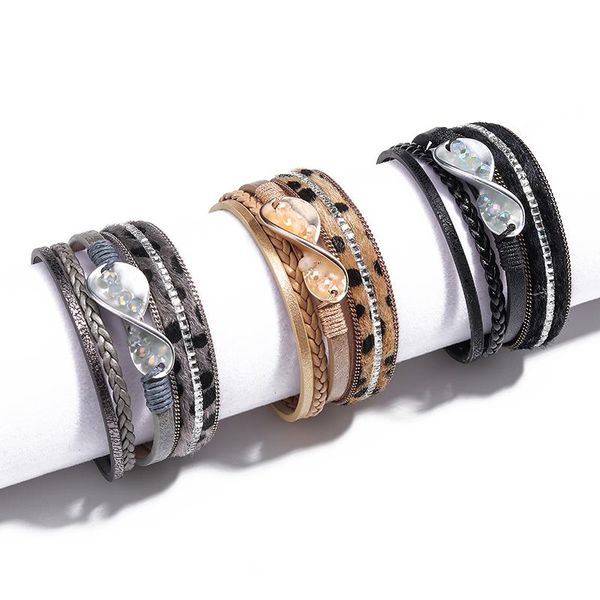 charm bracelets 2021 fashion multi-layer woven ladies bracelet pu leopard pattern leather magnetic buckle beaded girl gift, Golden;silver
charm bracelets 2021 fashion multi-layer woven ladies bracelet pu leopard pattern leather magnetic buckle beaded girl gift, Golden;silver