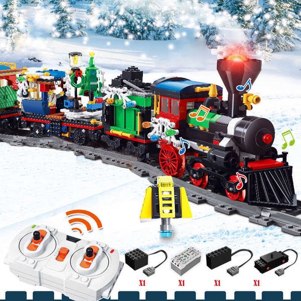 826pcs christmas village city train tree minifigures building blocks christmas train set bricks toys gifts q0624