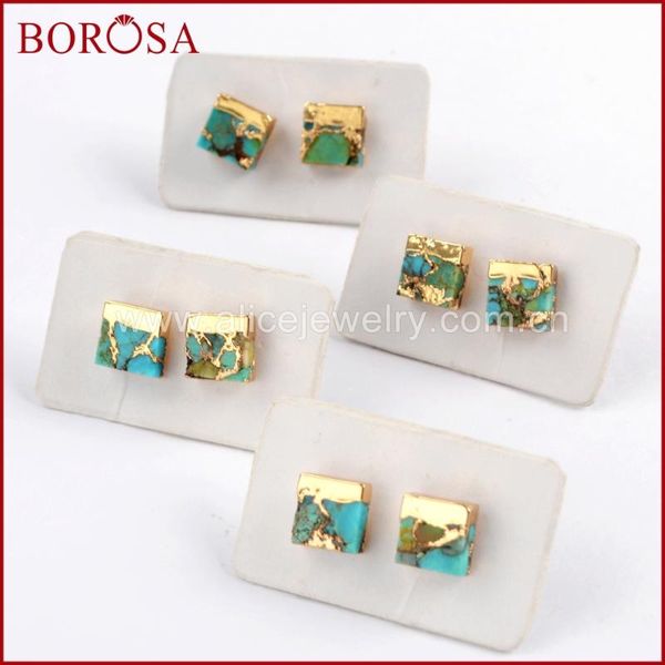 stud borosa 5/10pairs druzy 7mm square copper natural tur-quoise earrings blue stone studs fashion for women g1648, Golden;silver
stud borosa 5/10pairs druzy 7mm square copper natural tur-quoise earrings blue stone studs fashion for women g1648, Golden;silver