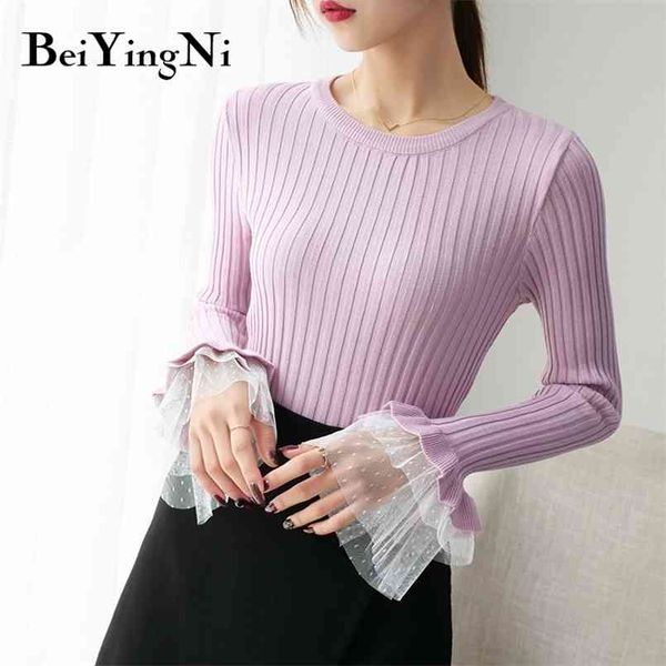 autumn winter women sweater o-neck flare sleeve lace patchwork slim knitted kawaii pullovers lady clothes 210506, Black
autumn winter women sweater o-neck flare sleeve lace patchwork slim knitted kawaii pullovers lady clothes 210506, Black
