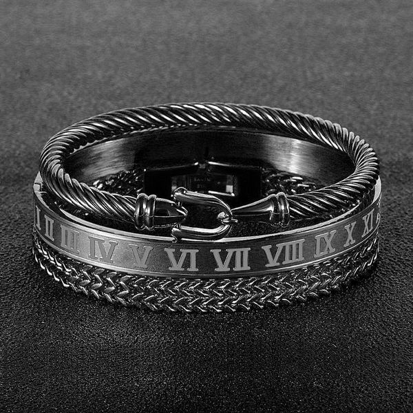 link, chain royal roman link bracelets & bangles set cable wire u men women stainless steel gold pulseiras jewelry accessories, Black
link, chain royal roman link bracelets & bangles set cable wire u men women stainless steel gold pulseiras jewelry accessories, Black