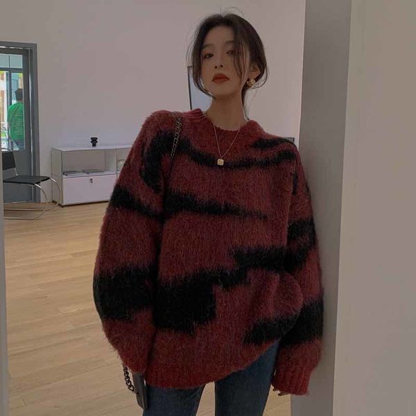 knits mohair fluffy women long pullover autumn winter thick trouser collision geometric oversized sweater, White
knits mohair fluffy women long pullover autumn winter thick trouser collision geometric oversized sweater, White
