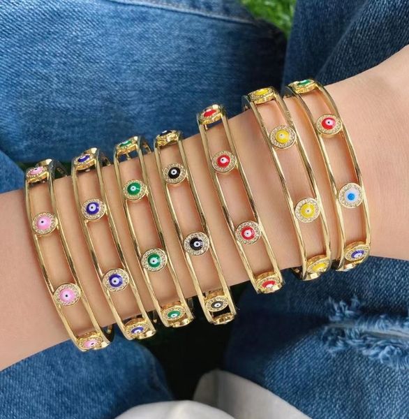bangle factory 18k colorful round eye enamel gold cuffs bracelets for women, Black 
bangle factory 18k colorful round eye enamel gold cuffs bracelets for women, Black