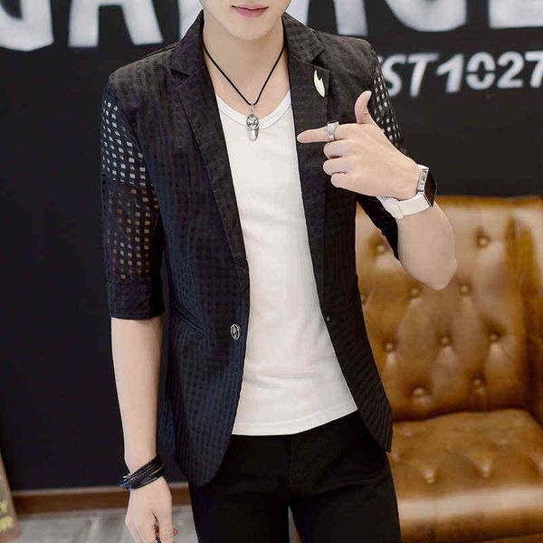 luxury men's suits blazers men's 5 / 4 summer thin section hollowed out korean version medium sleeve small suit single wtern coat, White;black
luxury men's suits blazers men's 5 / 4 summer thin section hollowed out korean version medium sleeve small suit single wtern coat, White;black