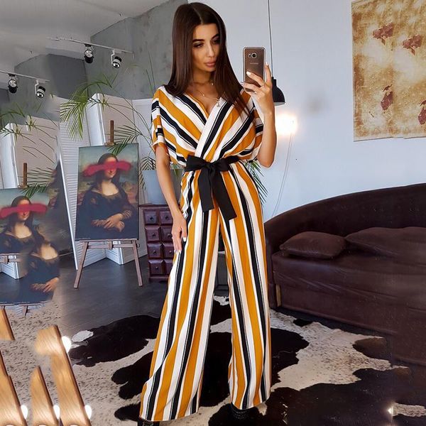 women's jumpsuits & rompers 2021 autumn deep v neck sashes jumpsuit women half sleeve casual overalls office lady striped long pants, Black;white
women's jumpsuits & rompers 2021 autumn deep v neck sashes jumpsuit women half sleeve casual overalls office lady striped long pants, Black;white