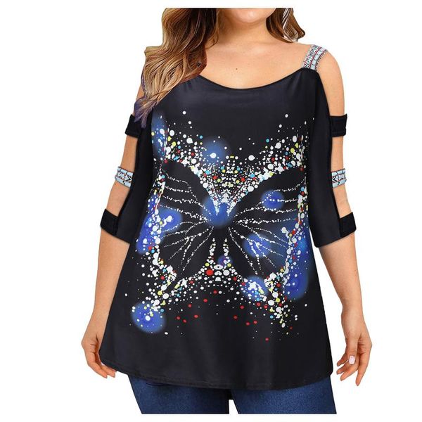 women's t-shirt plus size l-5xl tee womens hollow out off-shoulder half sleeve flower print flowy aesthetic graphic tunic a40, White
women's t-shirt plus size l-5xl tee womens hollow out off-shoulder half sleeve flower print flowy aesthetic graphic tunic a40, White
