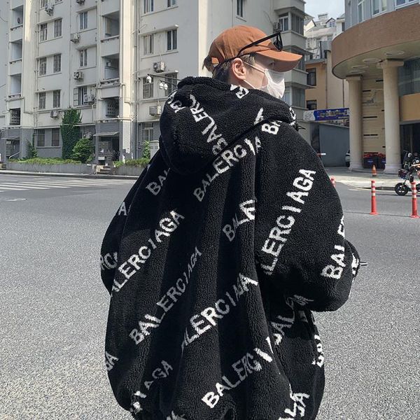 2021 men's new loose lamb cashmere fur coats thickened warm body letter coat women big yards, Black
2021 men's new loose lamb cashmere fur coats thickened warm body letter coat women big yards, Black
