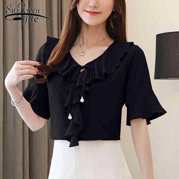 feminine summer style solid elegant chiffon short sleeve flounced bow loose-fit women blouse blusa verano mujer 8639 50 210427, White
feminine summer style solid elegant chiffon short sleeve flounced bow loose-fit women blouse blusa verano mujer 8639 50 210427, White