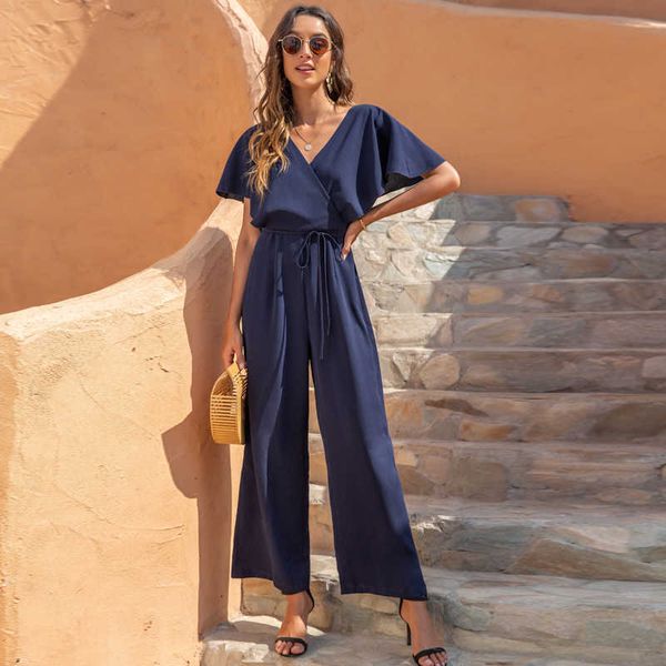 solid color v neck elegant short sleeve high waist bandage rompers women casual loose wide leg straight streetwear jumpsuits 210608, Black;white
solid color v neck elegant short sleeve high waist bandage rompers women casual loose wide leg straight streetwear jumpsuits 210608, Black;white