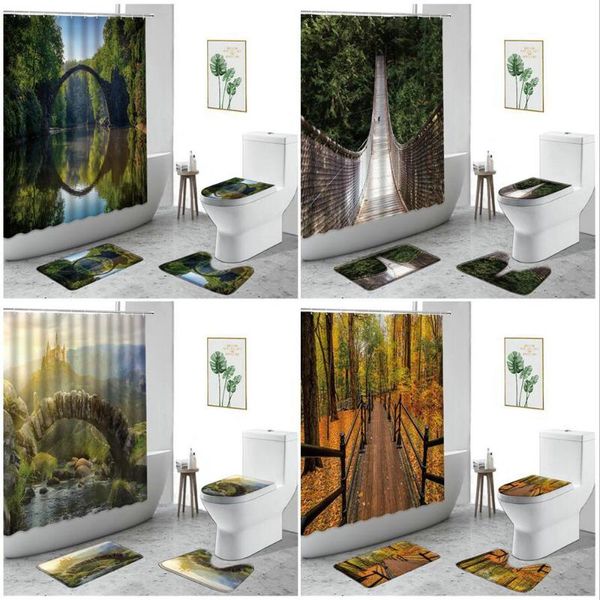 shower curtains summer forest scenery curtain stone bridge corridor jungle bathroom decoration set non-slip bath mat toilet cover carpet
shower curtains summer forest scenery curtain stone bridge corridor jungle bathroom decoration set non-slip bath mat toilet cover carpet