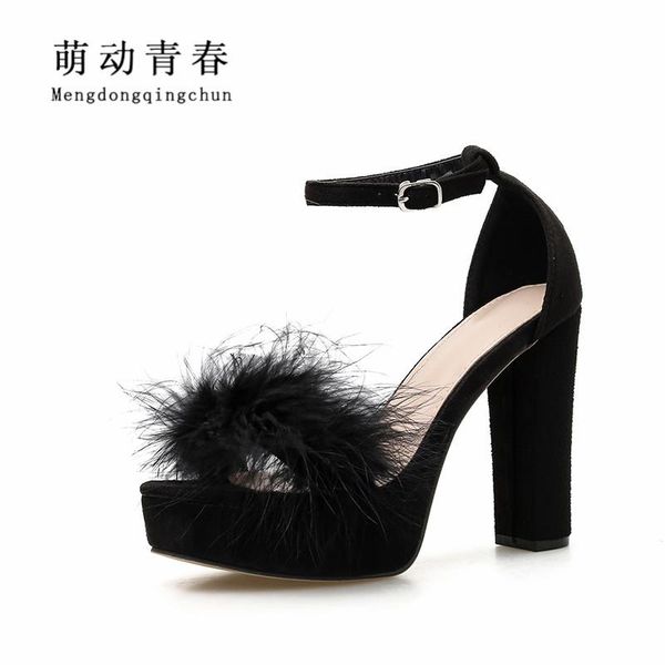 big size 35-42 sandals women 3cm platform faux fur open toe square high heels pumps mujer ankle strap ladies party zapatos, Black
big size 35-42 sandals women 3cm platform faux fur open toe square high heels pumps mujer ankle strap ladies party zapatos, Black