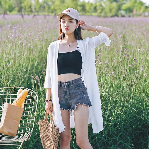 women's jackets 2021 novo ciclo de solar roupas femininas e longo coreana fina chiffon camisa casaco cardigan, Black;brown
women's jackets 2021 novo ciclo de solar roupas femininas e longo coreana fina chiffon camisa casaco cardigan, Black;brown