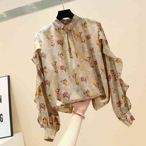 shirt spring women blusas mujer fashion floral ruffles long sleeve blouse retro stand collar blouses, White
shirt spring women blusas mujer fashion floral ruffles long sleeve blouse retro stand collar blouses, White