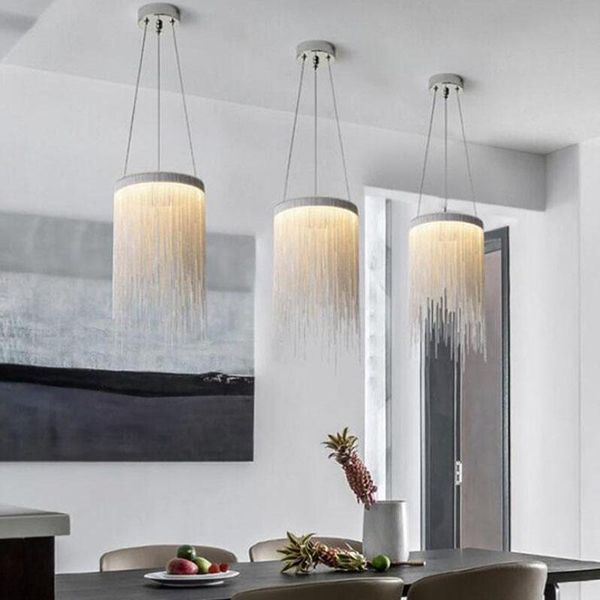 modern aluminum chandelier lamp novelty chains led light dining room living bedroom chandeliers