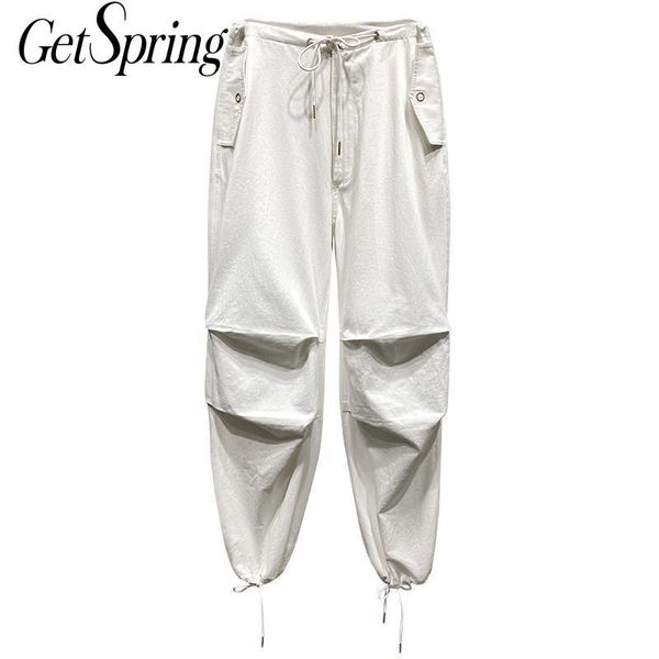 women's pants & capris getspring women drawstring pleated trousers loose long cargo casual white spring autumn 2021, Black;white
women's pants & capris getspring women drawstring pleated trousers loose long cargo casual white spring autumn 2021, Black;white