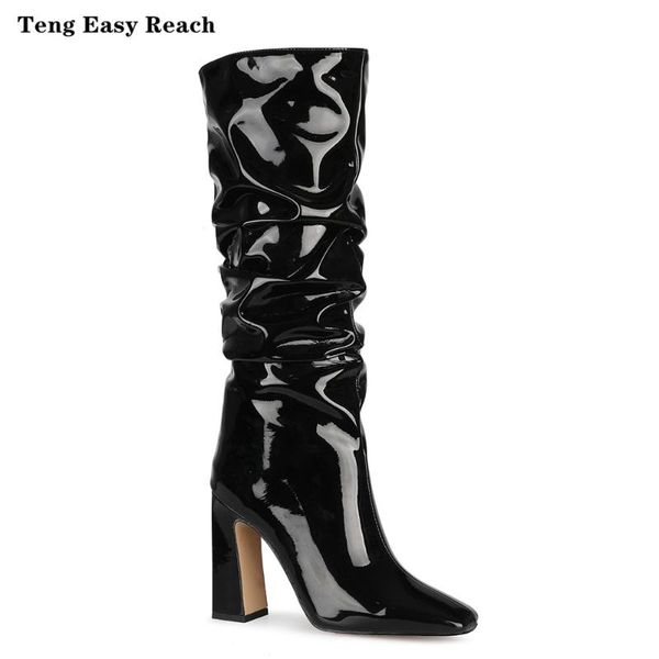 boots 2021 black fashion pleated knee high women cow patent leather fang hehigh heels long autumn shoes 35-45
boots 2021 black fashion pleated knee high women cow patent leather fang hehigh heels long autumn shoes 35-45