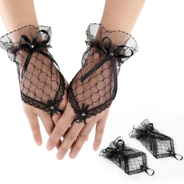 five fingers gloves trendy white black red color bride party fingerless lace short bow for women, Blue;gray
five fingers gloves trendy white black red color bride party fingerless lace short bow for women, Blue;gray