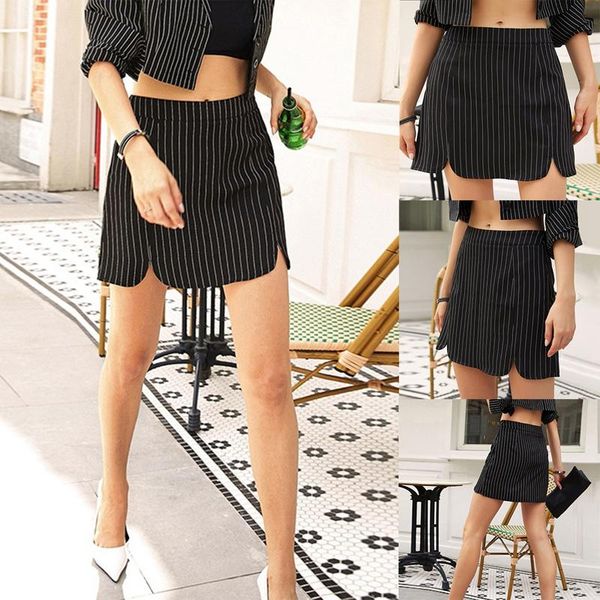 skirts women's plaid skinny slit mini skirt, Black