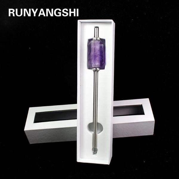 runyangshi 1pc eco-friendly reusable natural amethyst quartz crystal stainless steel drink straw with brush and giftbox decorative objects &
runyangshi 1pc eco-friendly reusable natural amethyst quartz crystal stainless steel drink straw with brush and giftbox decorative objects &