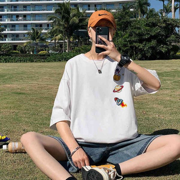 t-shirts small planet men's short t-shirt summer fashion brand loose size cloth 2021 trend versatile half sve, White;black
t-shirts small planet men's short t-shirt summer fashion brand loose size cloth 2021 trend versatile half sve, White;black