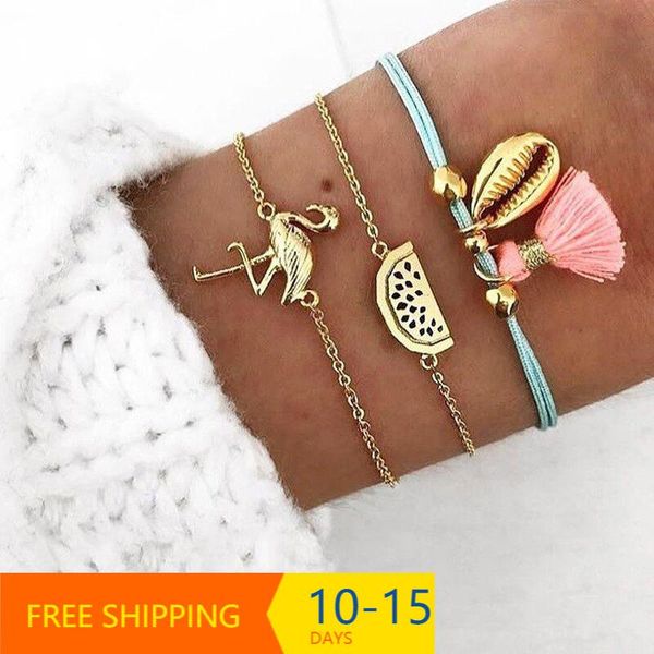 link, chain mic 3 pcs/set bohemian shell watermelon bird tassel charm bracelets for women multi layer rope bracelet set jewelry, Black
link, chain mic 3 pcs/set bohemian shell watermelon bird tassel charm bracelets for women multi layer rope bracelet set jewelry, Black
