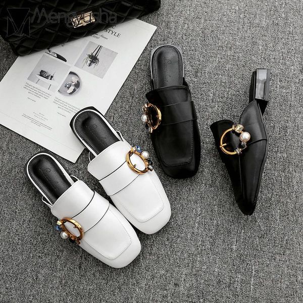 slippers mules shoes women crystal circle buckle square toe spring summer low heel slides woman close femme terlik, Black
slippers mules shoes women crystal circle buckle square toe spring summer low heel slides woman close femme terlik, Black