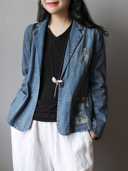 women's suits & blazers cotton denim print pocket jacket spring retro literary long-sleeved wild shirt clothing jeans blazer femme r18, White;black
women's suits & blazers cotton denim print pocket jacket spring retro literary long-sleeved wild shirt clothing jeans blazer femme r18, White;black