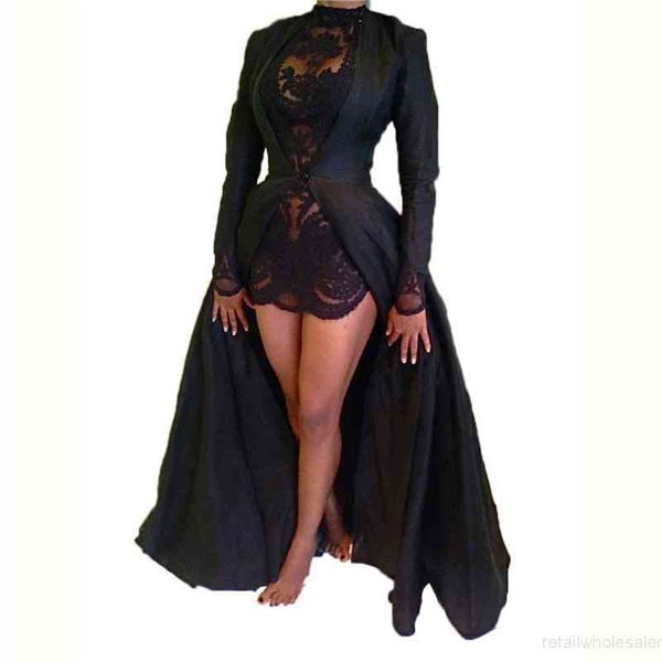 two piece long dress black lace patchwork sheer slit big swing chiffon maxi party dresses long sleeve vestido longo, Black;gray
two piece long dress black lace patchwork sheer slit big swing chiffon maxi party dresses long sleeve vestido longo, Black;gray