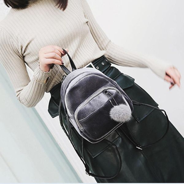 women anti-theft backpack mini fur ball velvet fashion shoulder bag solid women's girls travel school bags saco con cre
women anti-theft backpack mini fur ball velvet fashion shoulder bag solid women's girls travel school bags saco con cre