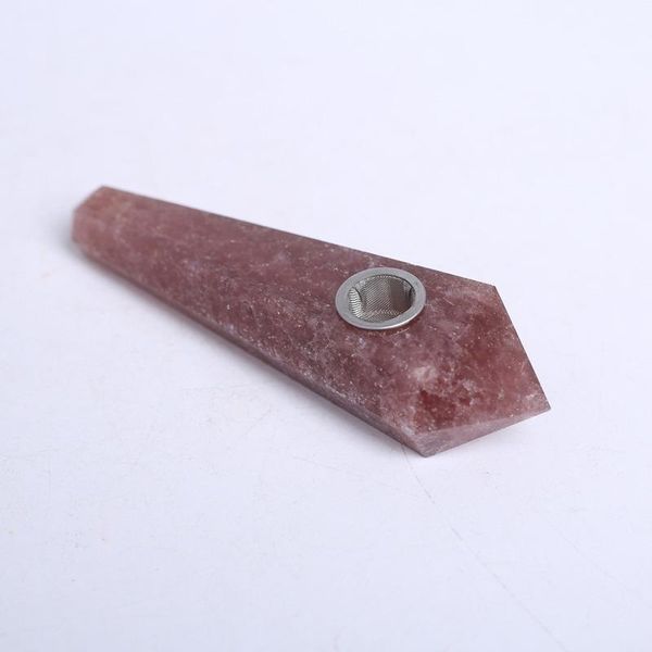 natural strawberry crystal rhombus pipe rose quartz stone stones gemstones mineral s decorative objects & figurines