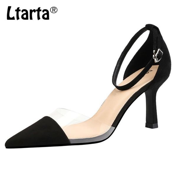 7.5cm 2021 summer fashion pointed suede high-heeled shoes with transparent professional ol women's sandals lsj, Black
7.5cm 2021 summer fashion pointed suede high-heeled shoes with transparent professional ol women's sandals lsj, Black
