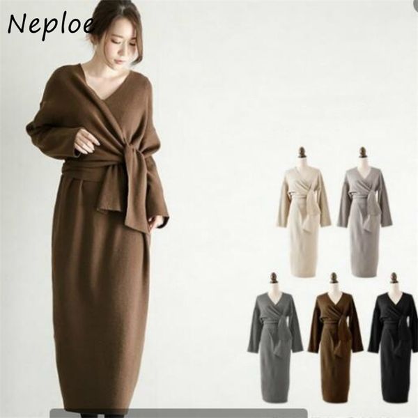 solid color cross drawstring knitted dress autumn simple v-neck dresses women fashion soft a-line femme vestidos 210422, Black;gray
solid color cross drawstring knitted dress autumn simple v-neck dresses women fashion soft a-line femme vestidos 210422, Black;gray