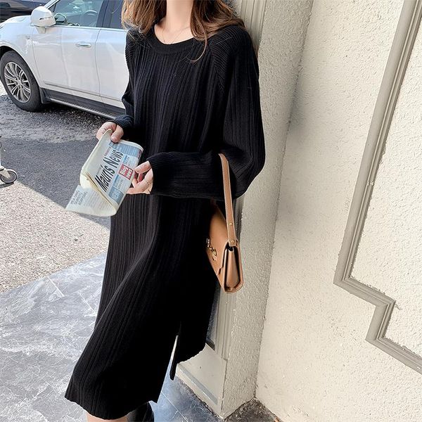 casual dresses black knitted dress women fall/winter loose outer wear lazy style split ends long over-the-knee sweater, Black;gray
casual dresses black knitted dress women fall/winter loose outer wear lazy style split ends long over-the-knee sweater, Black;gray